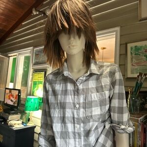 Aeropostale Gray and White Checkered Shirt